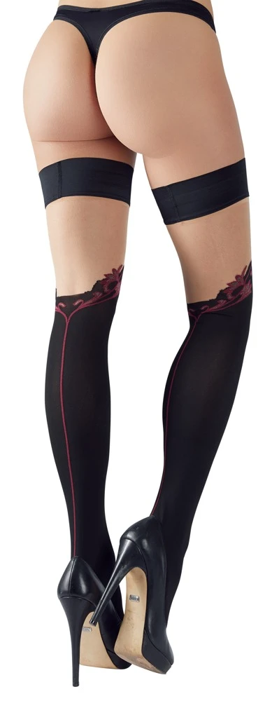Cottelli LEGWEAR Raffinierte Halterlose Strümpfe in Overknee-Optik, Silikonverstärkung