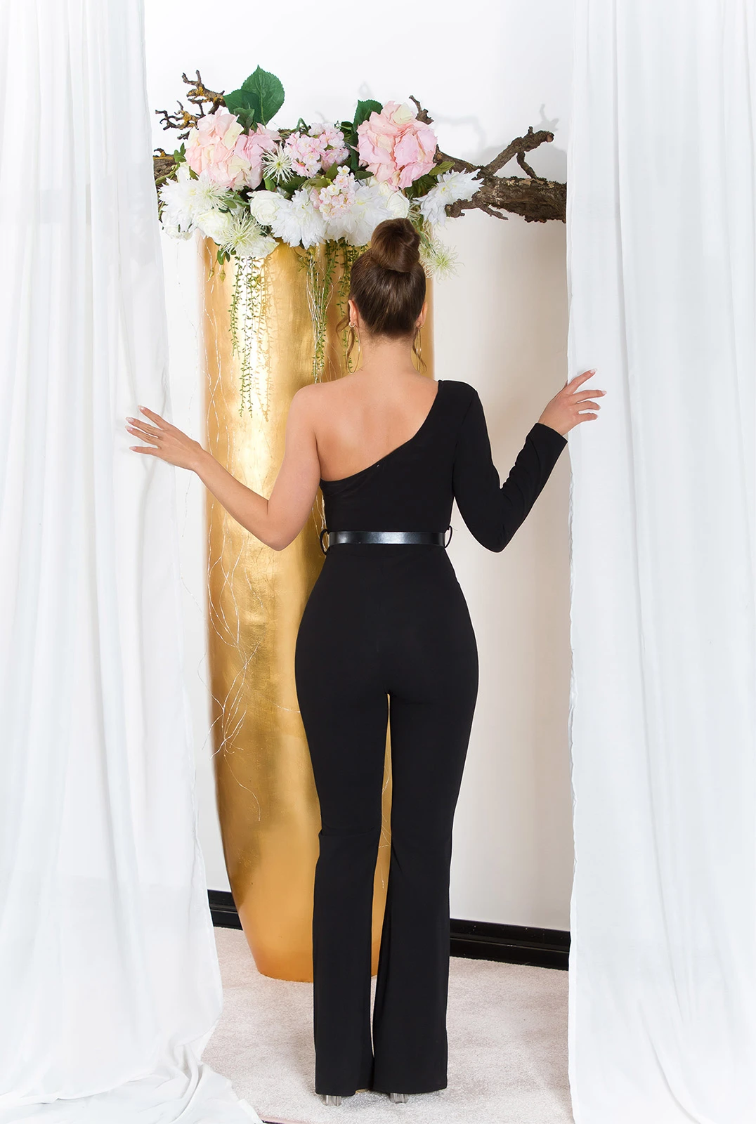 One Shoulder Business Long Jumpsuit mit Gürtel One Shoulder Business Long Jumpsuit mit Gürtel