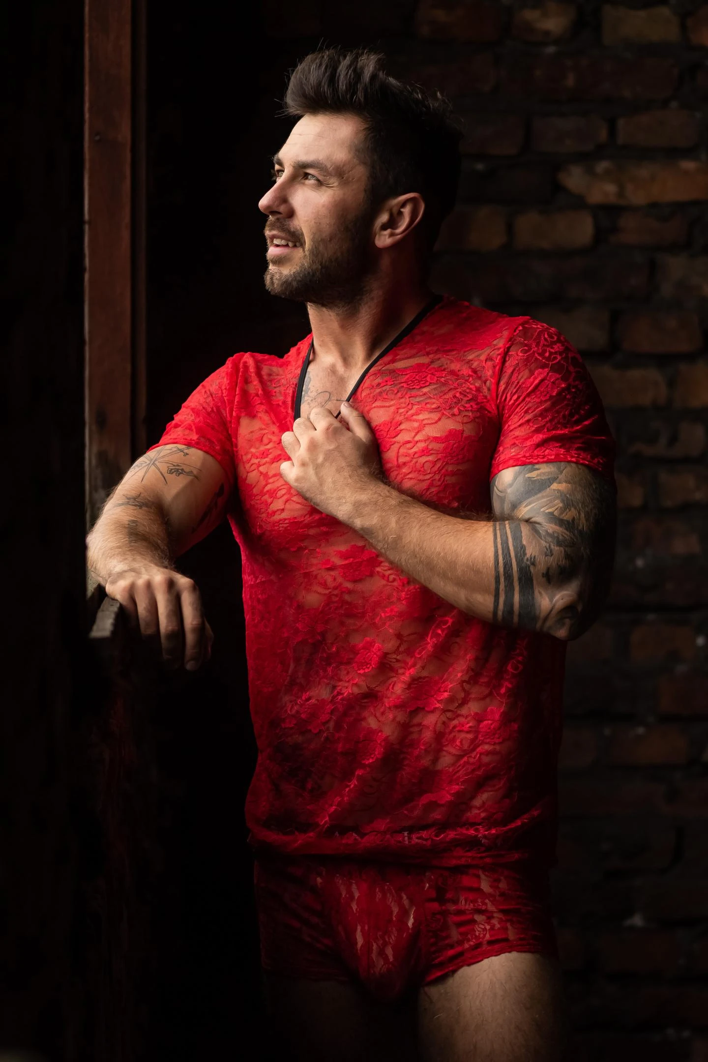 Herren T-Shirt 053208 aus transparenter Spitze von Anais for Men