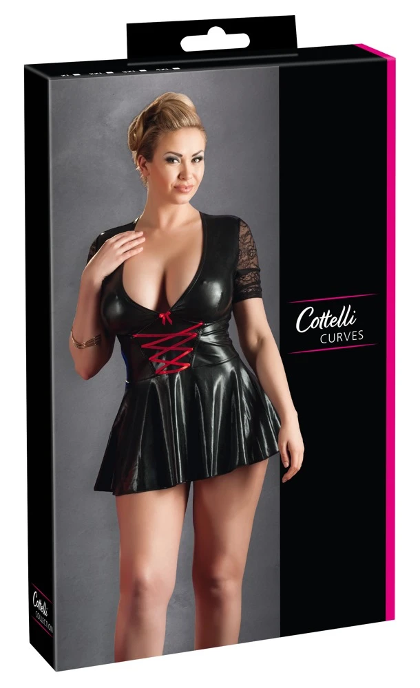 Cottelli Eleganz trifft auf Verspieltheit, Minikleid mit Schnürung und Spitze, Reiz V-Ausschnitt