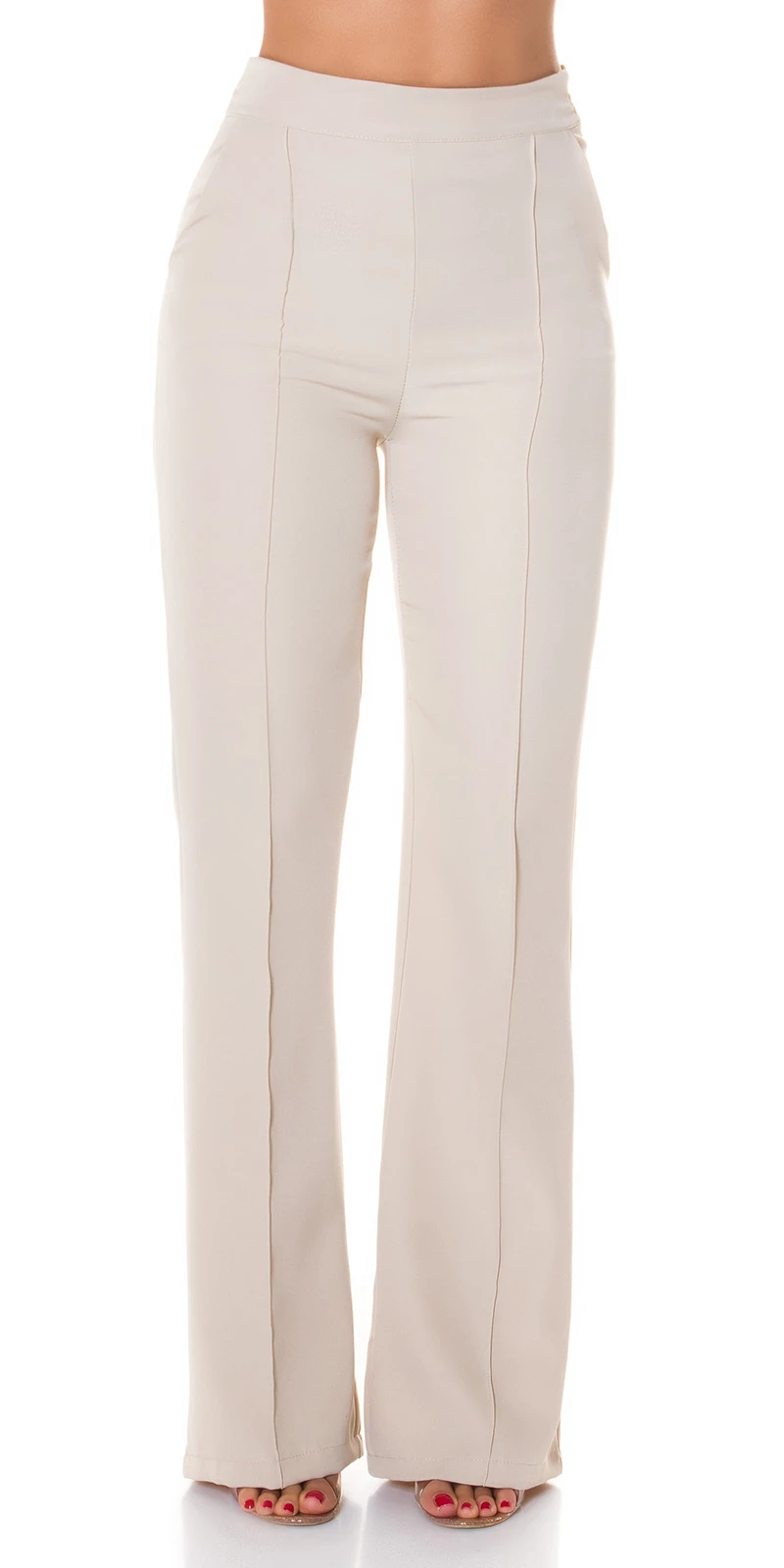 Uni Business High Waist Stoff Hose mit Schlag und Biesennaht