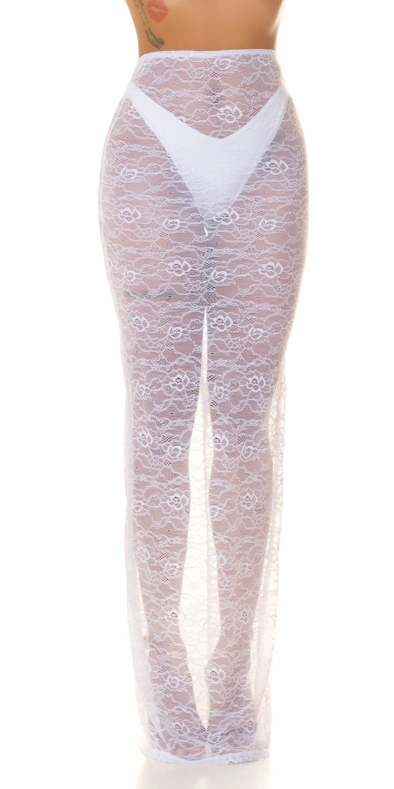 Highwaist Maxirock Spitzenrock Rock Bodenlang aus Spitze Transparent Cover up Highwaist Maxirock Spitzenrock Rock Bodenlang aus Spitze Transparent Cover up