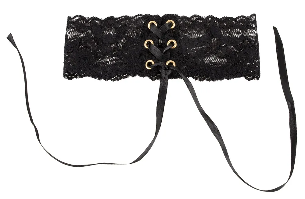 Cottelli Elegantes Spitzen-Halsband: Vielseitig und Stilvoll mit Satinbandschnürung und Ösen