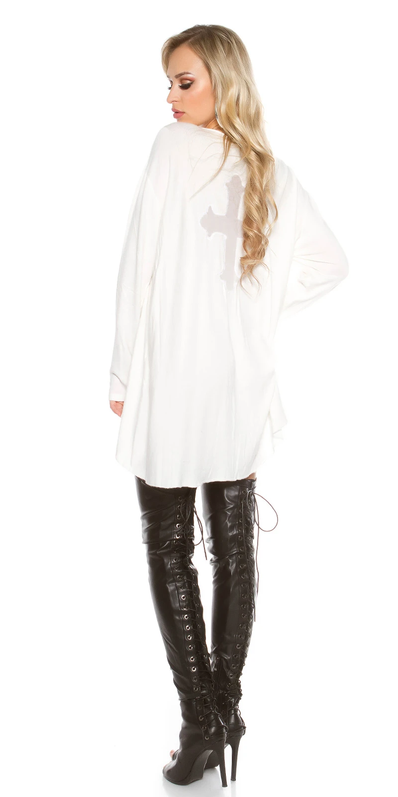 Stylo Long Pullover Oversized mit Mesh Kreuz Stylo Long Pullover Oversized mit Mesh Kreuz