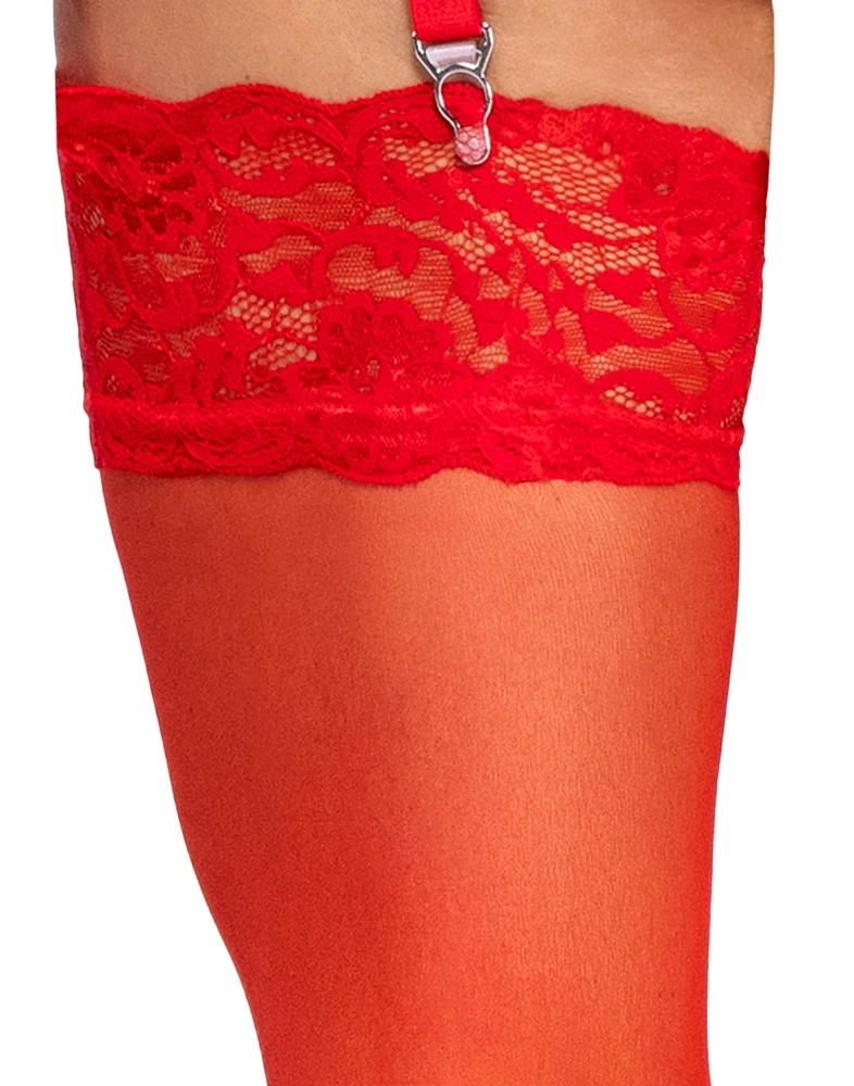 Rote, seidige Straps-Strümpfe mit breitem Spitzen-Abschluss – 20 den pure Sinnlichkeit für stilvolle Auftritte mit Klasse Rote, seidige Straps-Strümpfe mit breitem Spitzen-Abschluss – 20 den pure Sinnlichkeit für stilvolle Auftritte mit Klasse