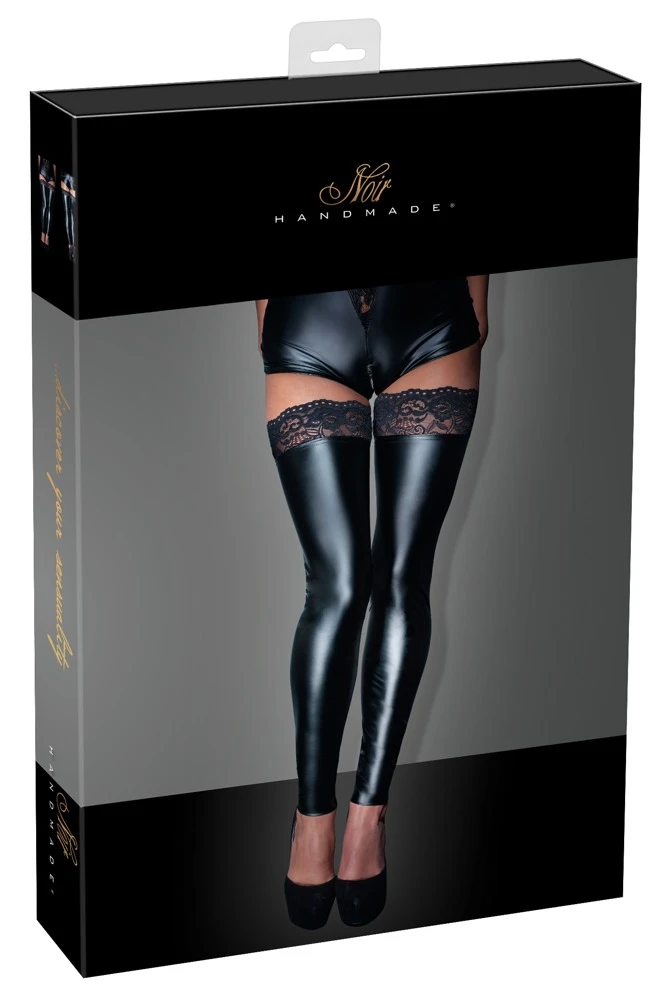 Overknees im elastischen Mattlook mit rutschfestem Spitzenabschluss und silikonverstärktem Halt für sinnlich betonte Beine von Noir Handmande