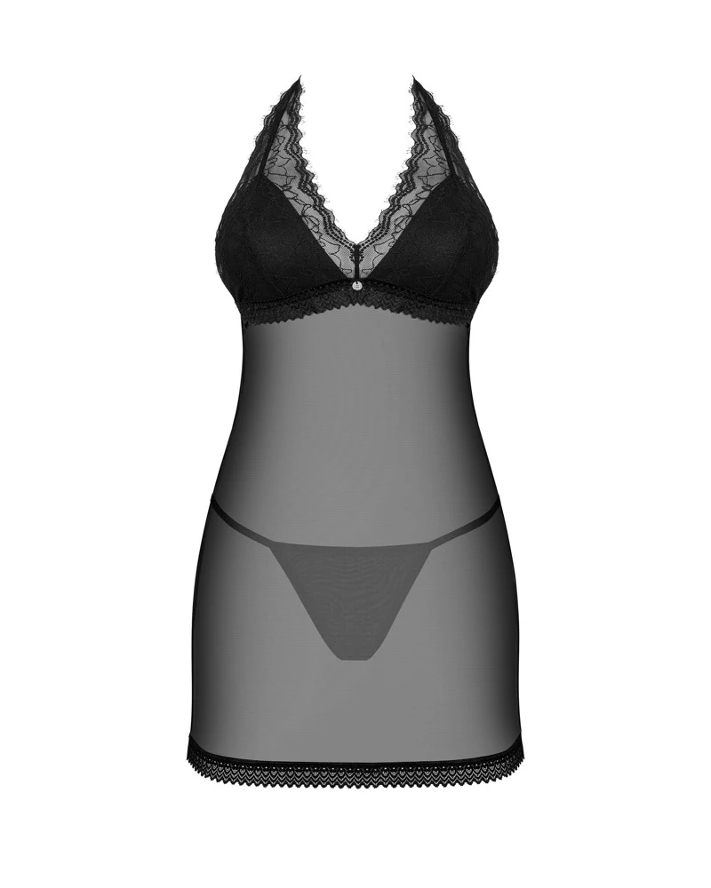 Obsessive das elegante und aufreizende Kleid Medilla mit String besticht mit seinen transparenten Spitzen-Säumen und Silbernen Detail am Ausschnitt. Obsessive das elegante und aufreizende Kleid Medilla mit String besticht mit seinen transparenten Spitzen-Säumen und Silbernen Detail am Ausschnitt.