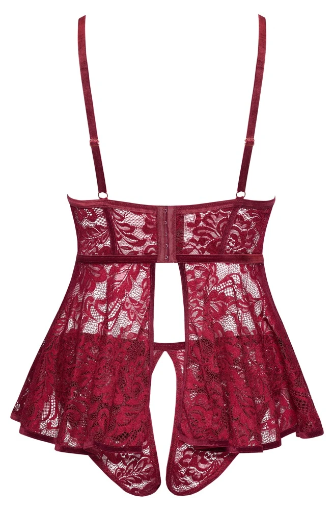 Verführerisches Babydoll-Set von Cottelli CURVES: Luxuriöse Spitze, anpassbare Träger und einladender offener Slip!