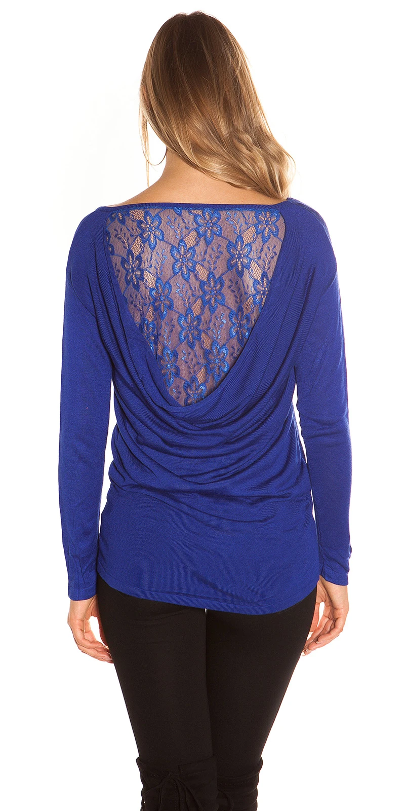 Hot Langarm Pullover Spitzen-Rücken und Wasserfall Hot Langarm Pullover Spitzen-Rücken und Wasserfall