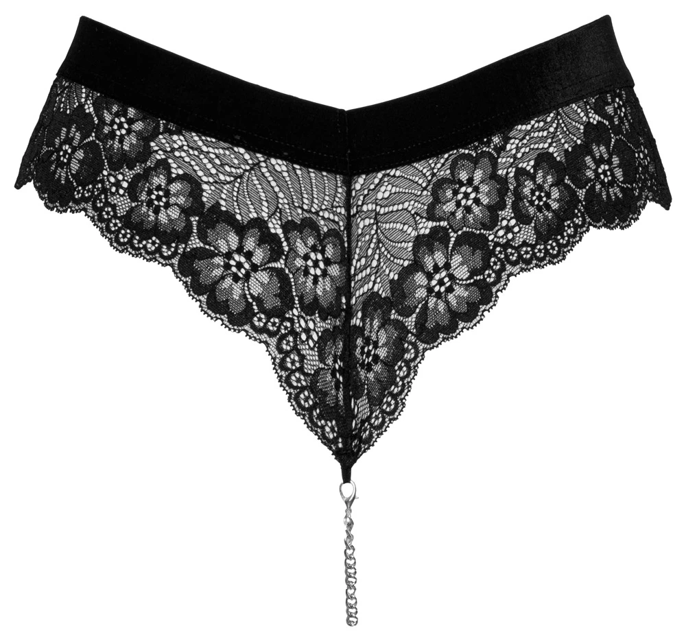 Cottelli LINGERIE Panty mit stimulierende Kette feine Spitze mit streichelweichem Samt
