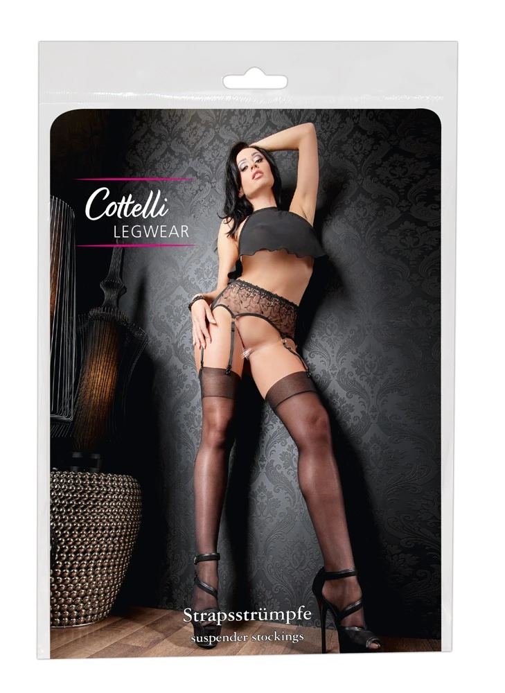 Cottelli Sinnliche Eleganz: Seidige Straps-Strümpfe mit Vorgeformtem Fuß und Schlichtem Abschluss