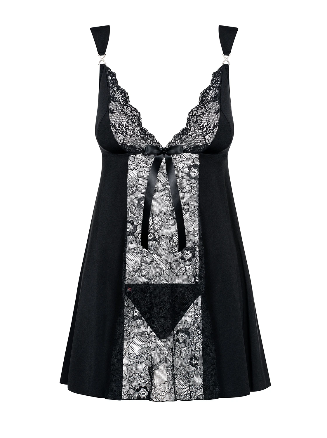 Babydoll mit floraler Spitze