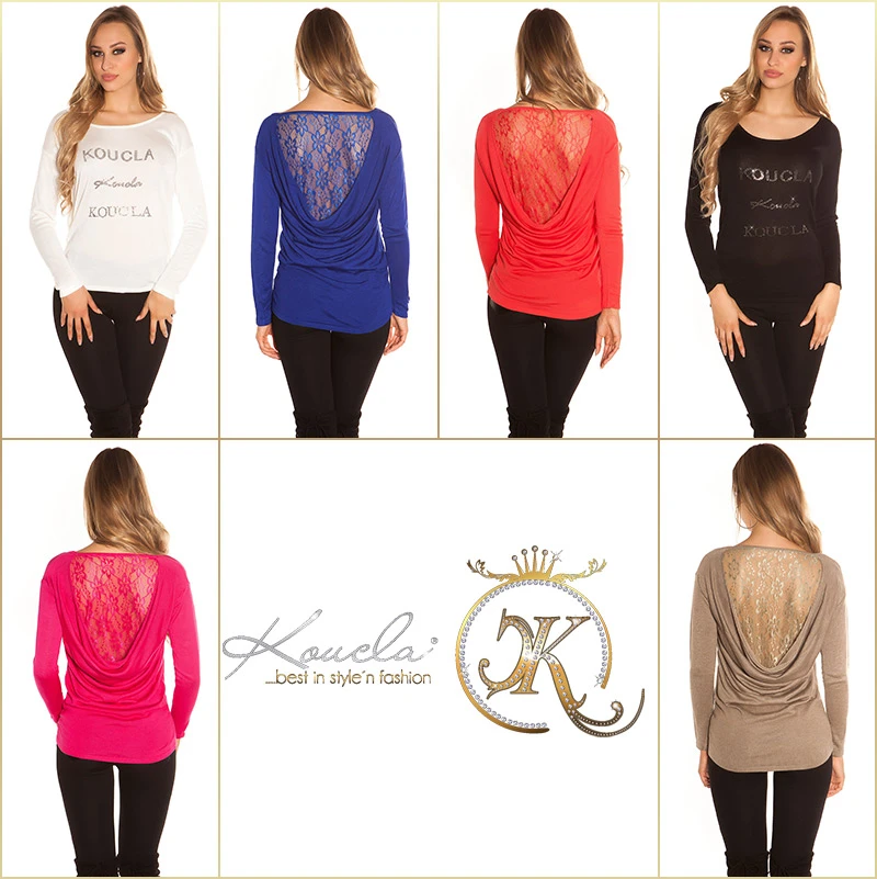 Hot Langarm Pullover Spitzen-Rücken und Wasserfall Hot Langarm Pullover Spitzen-Rücken und Wasserfall