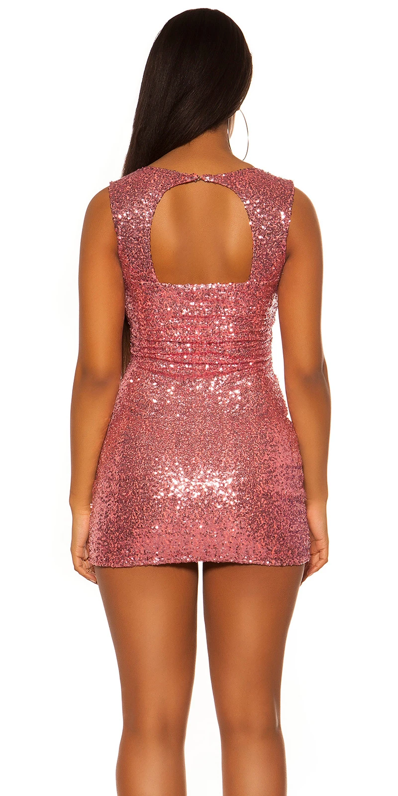 Glitzerndes Rückenfrei Minikleid mit Pailletten Glitzerndes Rückenfrei Minikleid mit Pailletten