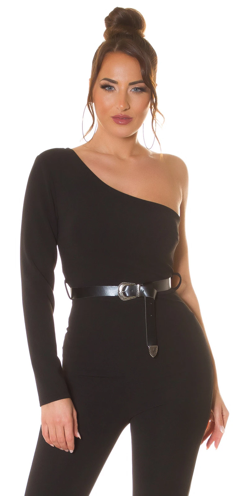 One Shoulder Business Long Jumpsuit mit Gürtel One Shoulder Business Long Jumpsuit mit Gürtel