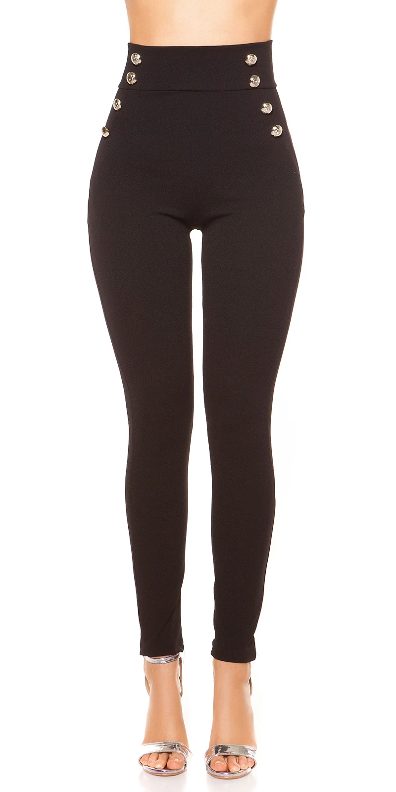 Business High Waist Leggings Stoff Hose mit Marine Effekt Business High Waist Leggings Stoff Hose mit Marine Effekt