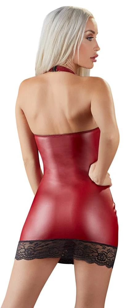 Cottelli PARTY Neckholder Minikleid Zweifarbig mit Spitze und Wetlook Herz Ausschnitt