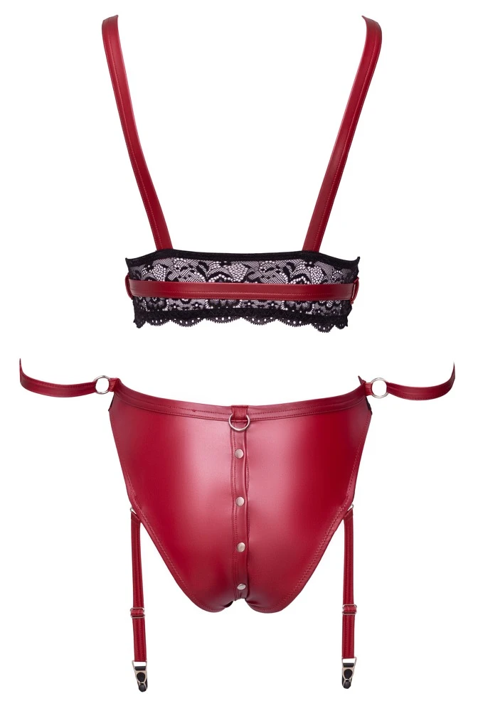 Cottelli Verführerisches Set: Bralette und Straps-Slip mit Fesselriemen und praktischen Details
