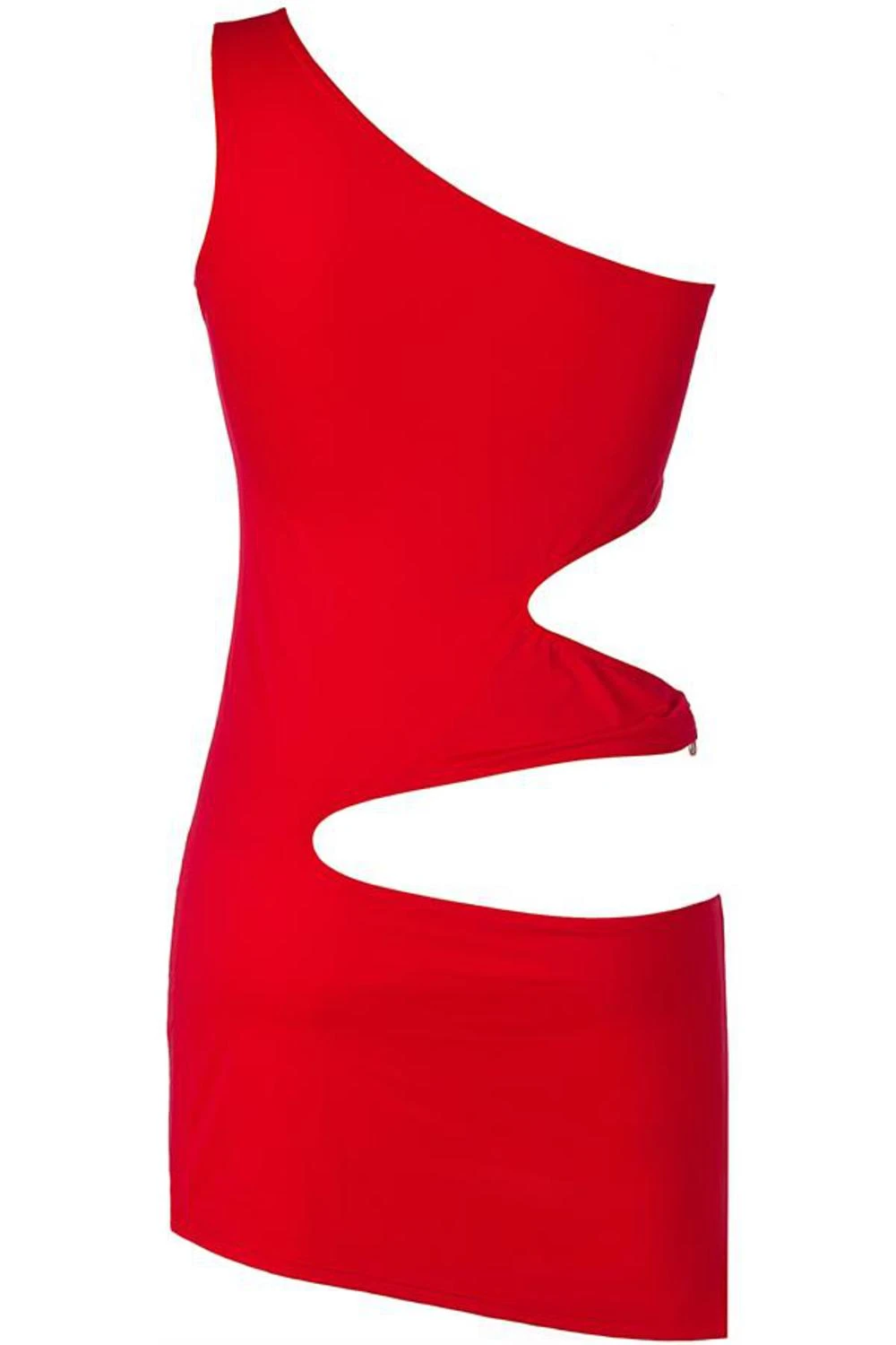 Axami Minilkeid aus Mikrofaser mit seitlichen Cutouts One Shoulder in rot