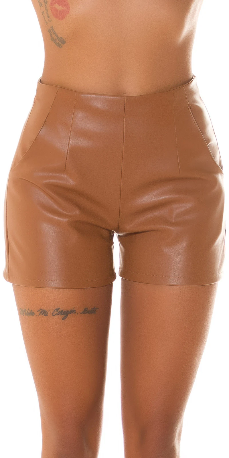Kunstleder High Waist Shorts