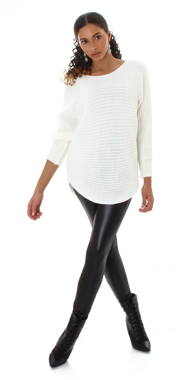 Weicher Rundhals Uni Strick Long Pullover Weicher Rundhals Uni Strick Long Pullover