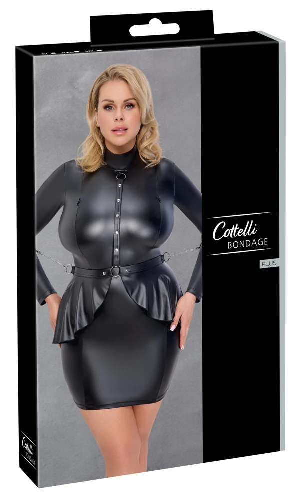 Fesselndes Langarm-Minikleid von Cottelli BONDAGE: Luxuriöser Mattlook, verstellbare Fesseln und elegantes Design!