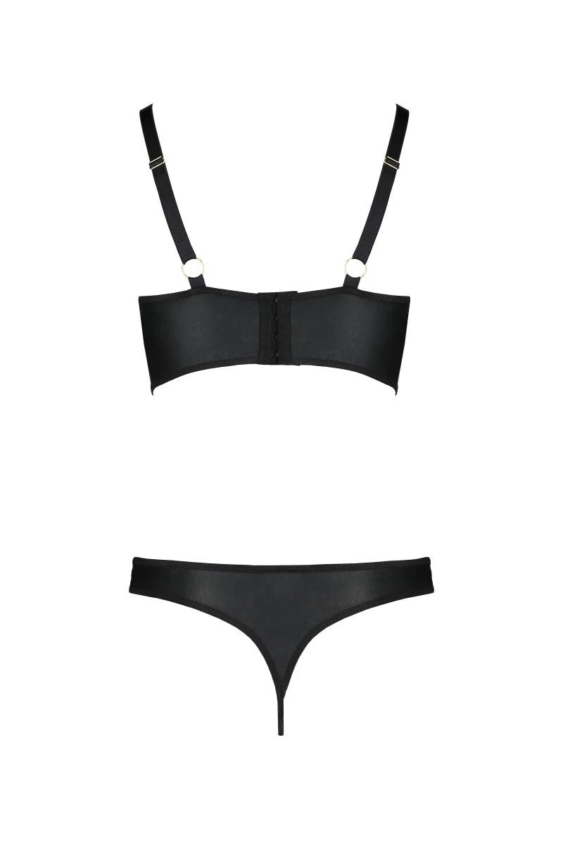 Kunstleder Dessous Set mit Bügel BH und Panty von Passion