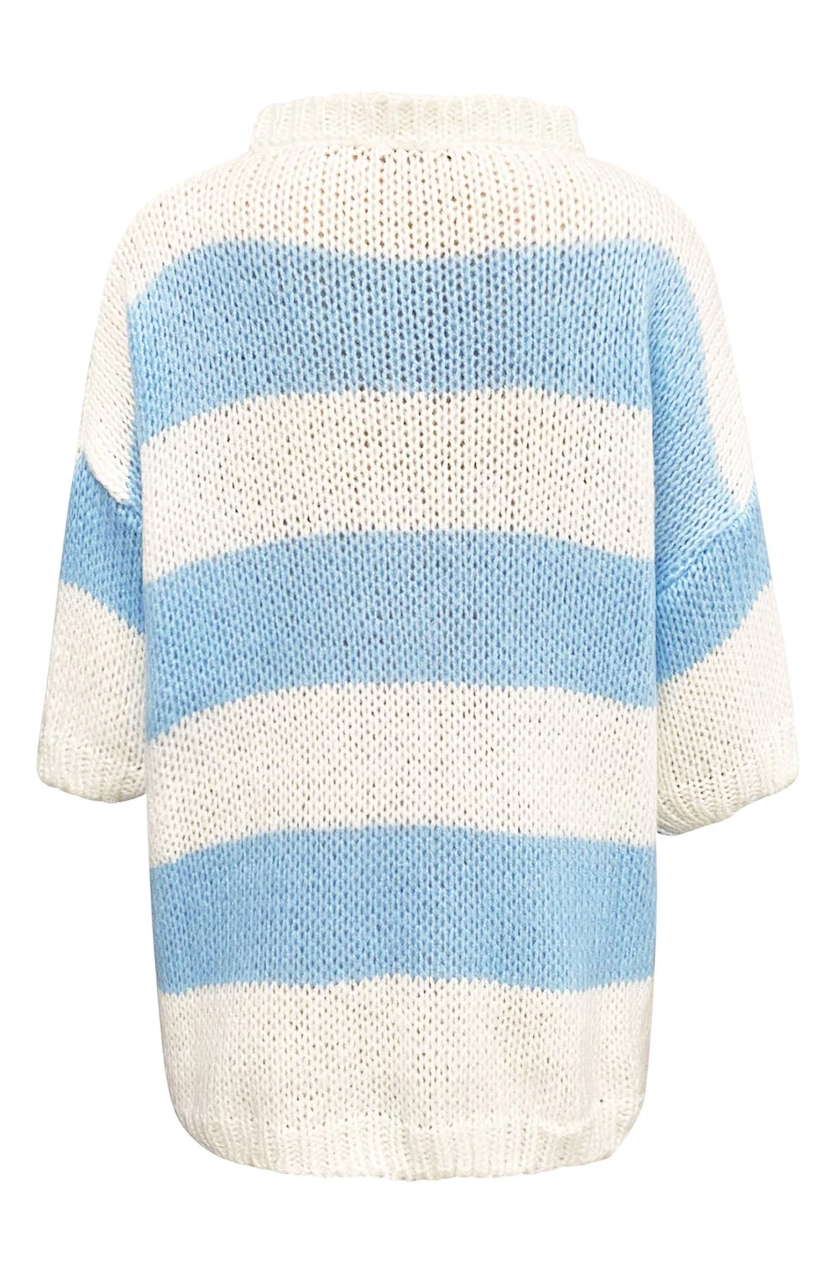 Striped Woll Strick Kurzarm Oversize Pullover
