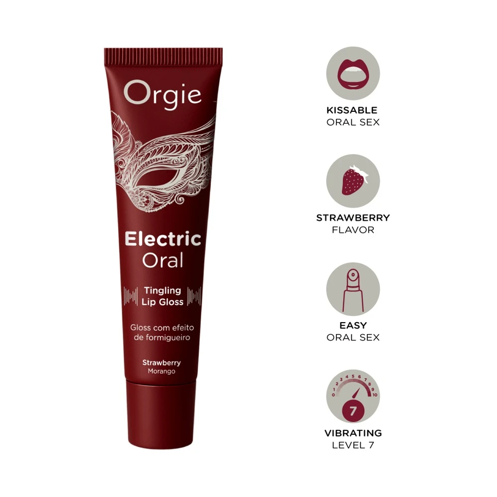 Orgie Electric Oral 10ml, Orgie Electric Oral Lipgloss Erdbeere mit prickelndem Vibe für heiße Küsse & stimulierende Spiele