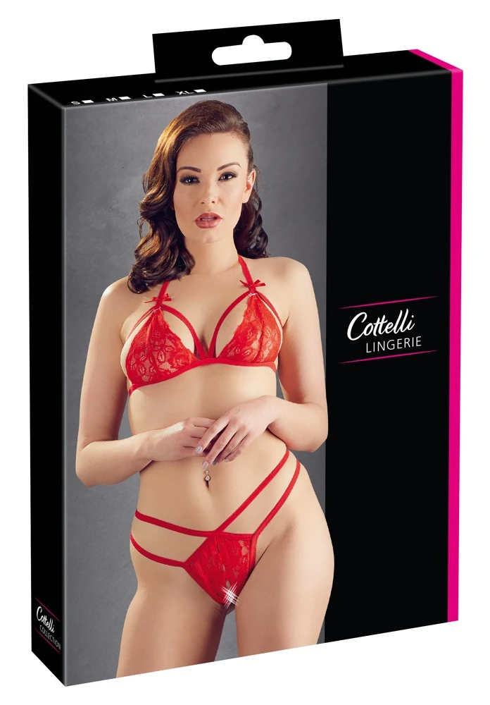 Cottelli LINGERIE Blüten Spitzenset mit Soft BH und Ouvert String rot Cottelli LINGERIE Blüten Spitzenset mit Soft BH und Ouvert String rot
