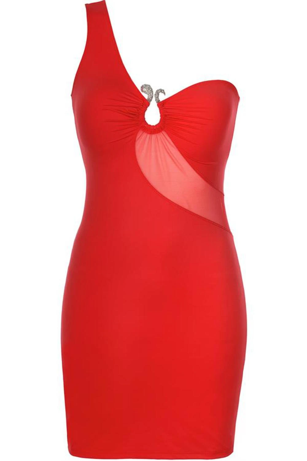 Axami asymetrisches Minikleid aus weicher Mikrofaser und Tüll Cutout in Rot