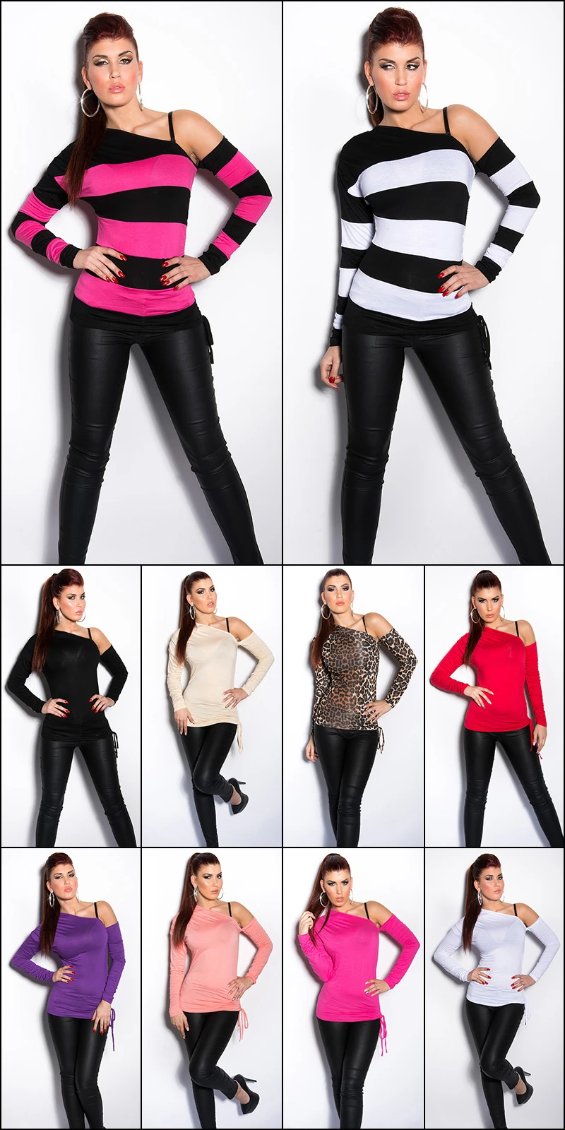 Stylo Cold Shoulder Langarm Shirt mit Raffung