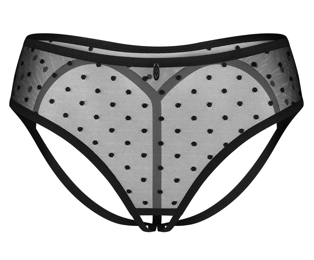 Panties Ouvert Nuites von Obsessive: Schwarze Transparenz, Pünktchen-Design und offener Schritt für aufregende Momente