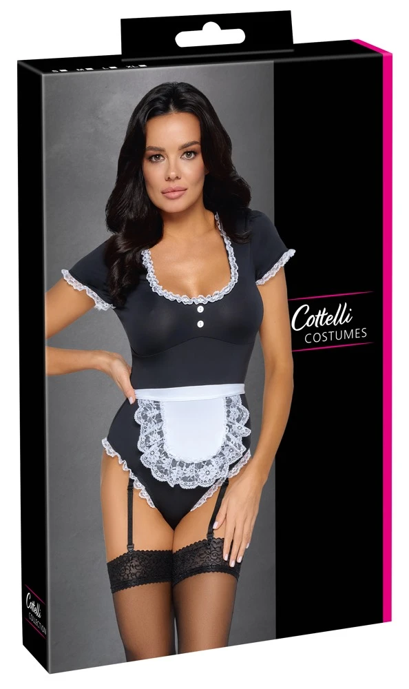 Cottelli Stilvoll serviert: Der Straps-Riobody mit Spitzenrüschen und verstellbaren Details