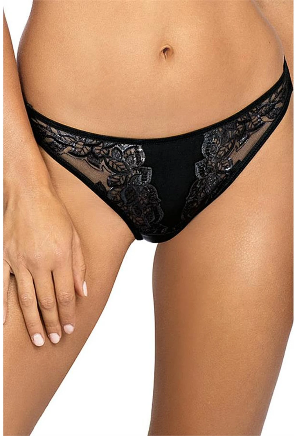 Axami verführerischer Riemchen String aus glänzendem Kunstleder mit Tüll Axami verführerischer Riemchen String aus glänzendem Kunstleder mit Tüll