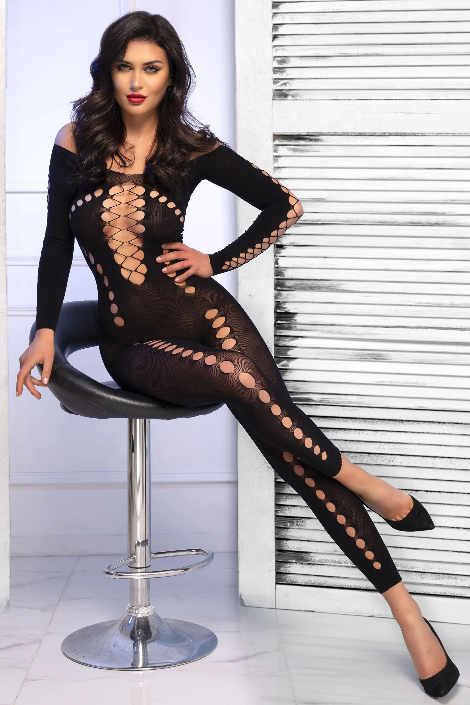 Grobmaschiger Bodystocking elastisch mit Cut Outs von Chilirose