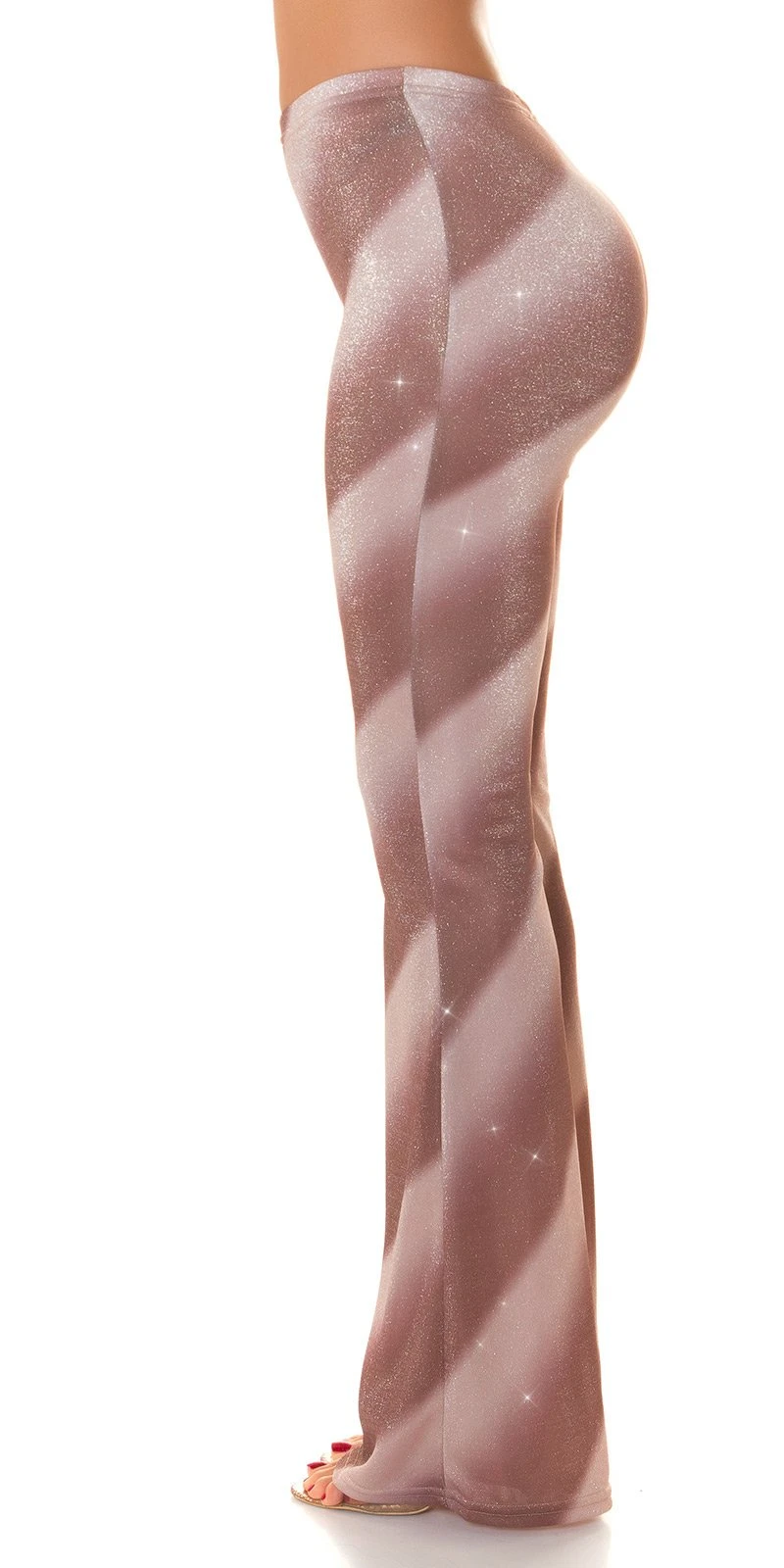 Glitter Streifen High Waist Hose mit Schlag Glitter Streifen High Waist Hose mit Schlag