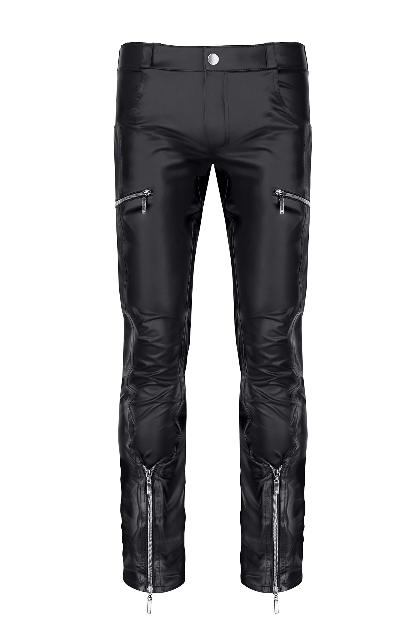 Regnes Fetish Planet Lange Herren Hose RMGabriele001, Statement-Hose aus Wetlook mit tiefem Sitz, 2-Wege-Reißverschluss und edlem Alcantara-Label für stilbewusste Rebellen