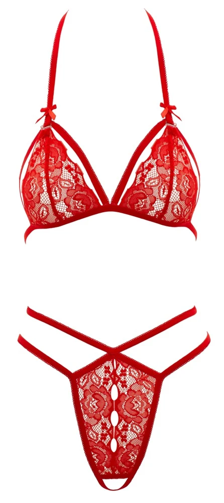 Cottelli LINGERIE Blüten Spitzenset mit Soft BH und Ouvert String rot Cottelli LINGERIE Blüten Spitzenset mit Soft BH und Ouvert String rot