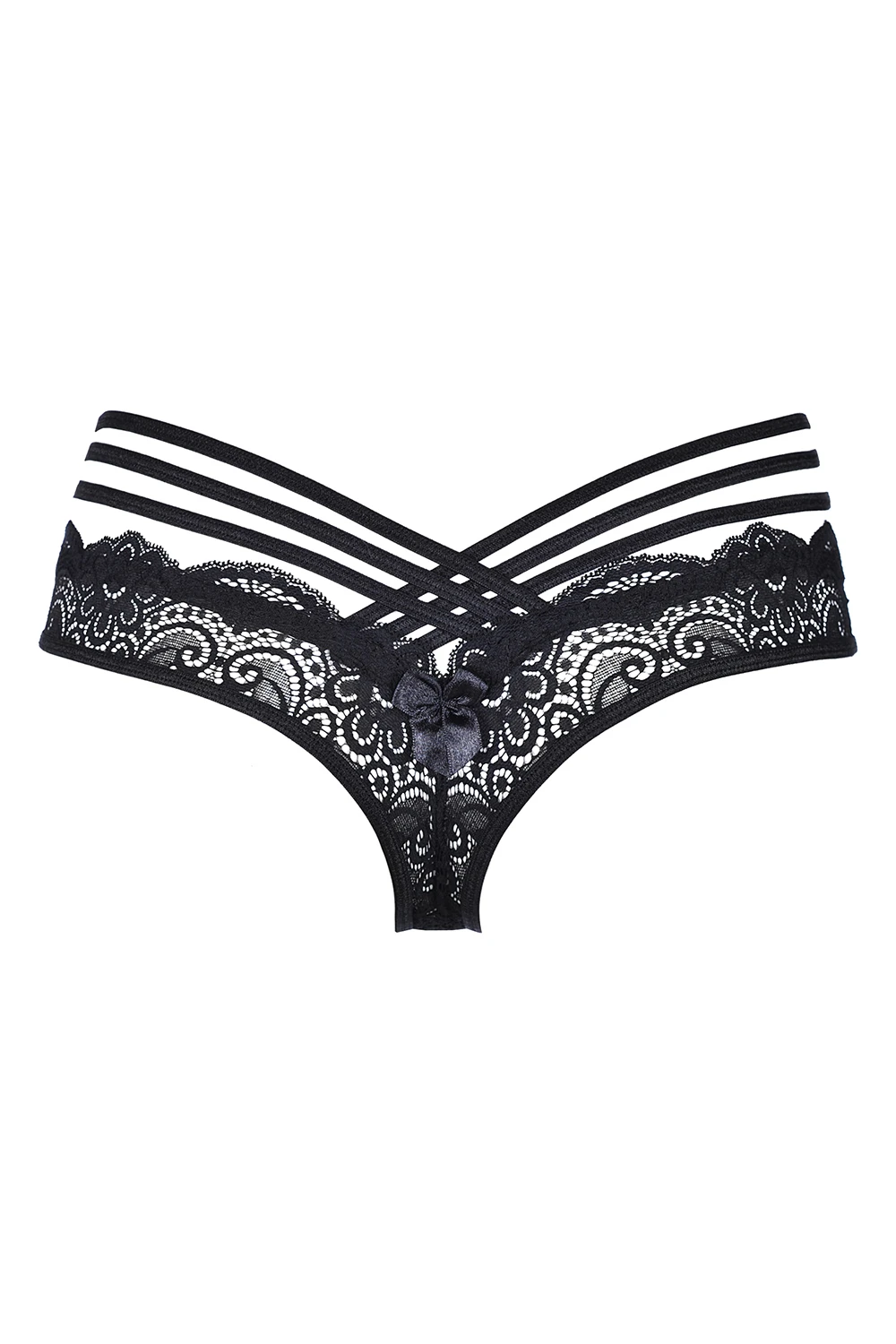 Axami schwarzer Spitzen-String mit Bänder Axami schwarzer Spitzen-String mit Bänder