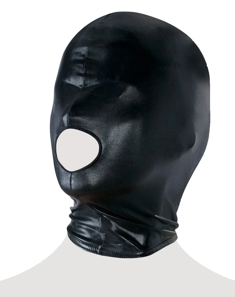 Bad Kitty Eng anliegende Kopfmaske im schwarzen, hochglänzenden Wetlook.
