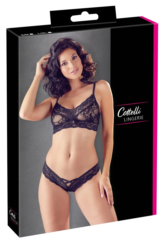 Cottelli LINGERIESoft BH und Slip schwarz aus weicher Spitze