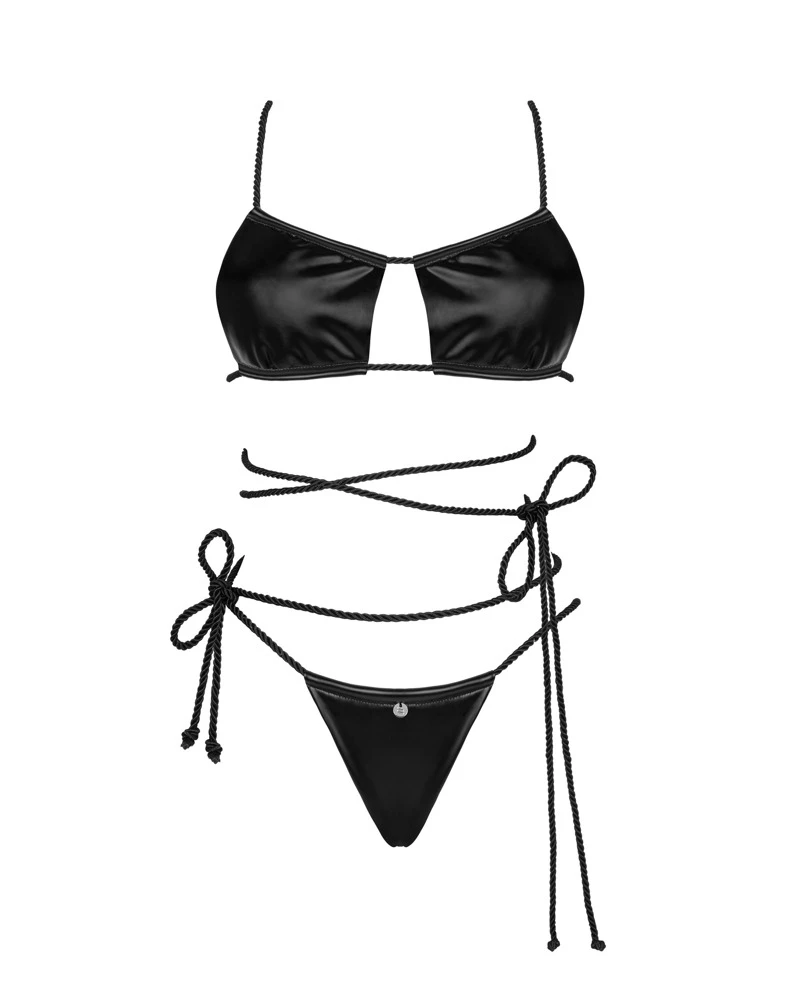 Obsessive Set Cordellis mit Soft-BH und String. Im aufregenden schwarzen Wetlook mit weichen langen Bondage-Kordel die individuellgebunden werden können.