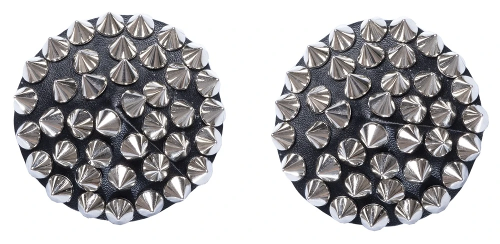 Sticker aus schwarzem Lederimitat mit Spike-Nietenbesatz, hautfreundlichem Bio-Kleber und mehrfach verwendbar für intensiven Style von Bad Kitty Sticker aus schwarzem Lederimitat mit Spike-Nietenbesatz, hautfreundlichem Bio-Kleber und mehrfach verwendbar für intensiven Style von Bad Kitty