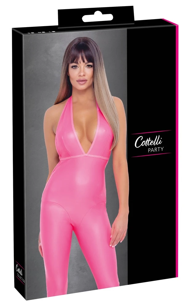 Cottelli PARTY Neckholder Overall Hotpink Rückenfrei, Vorne & hinten extra tiefer Ausschnitt