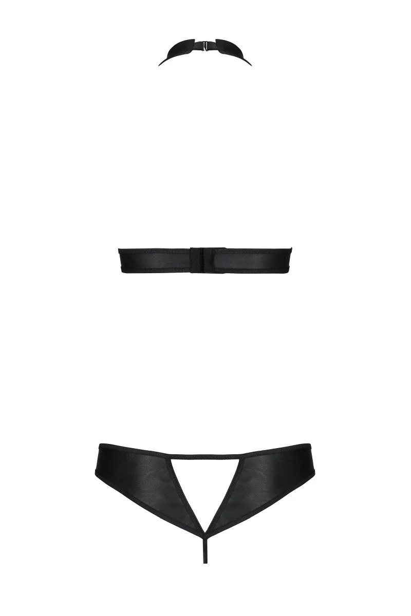 Kunstleder Dessous Set mit BH und String ouvert von Passion