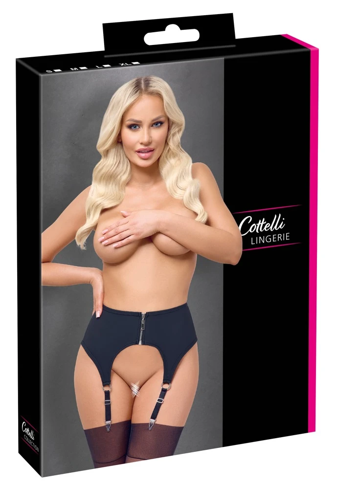 Cottelli LINGERIE exklusiver Strapshalter im edlen Mattloo vorne mit Reißverschluss