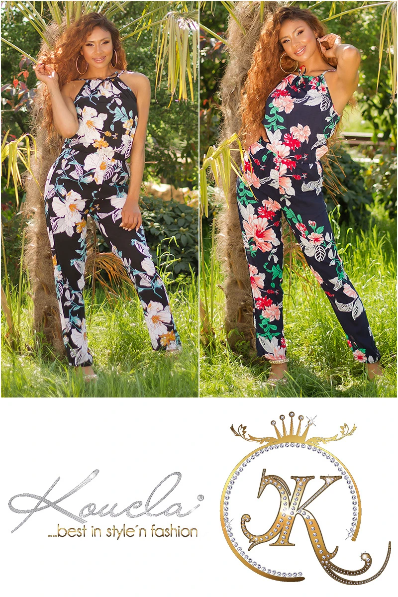 Flower Printed Sommer Maxi Cotton Träger Jumpsuit Flower Printed Sommer Maxi Cotton Träger Jumpsuit