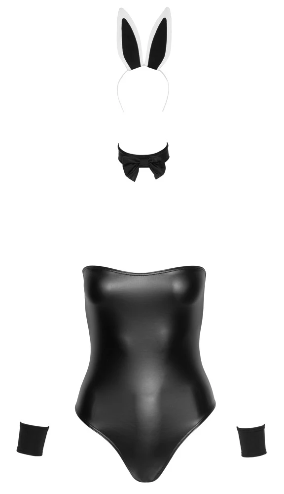 Cottelli Elegantes Bunny-Ensemble: Matt-Look Tube-Body, Knick-Hasenohren und Haarreif