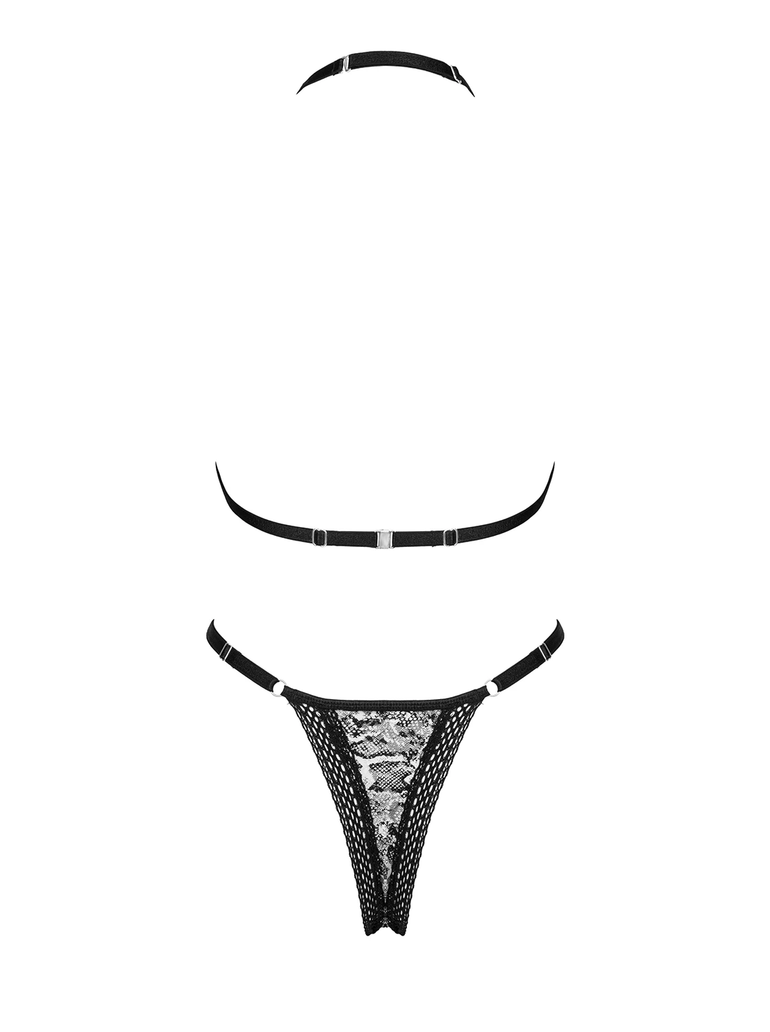 Transparentes elastisches Dessous Set mit Tiermuster von Obsessive